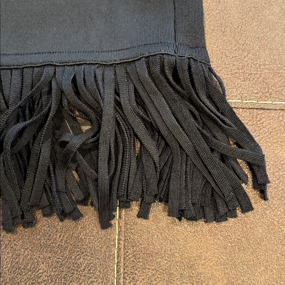Rebecca Minkoff Black Pencil Skirt with Fringe NWT - Picture 4 of 7